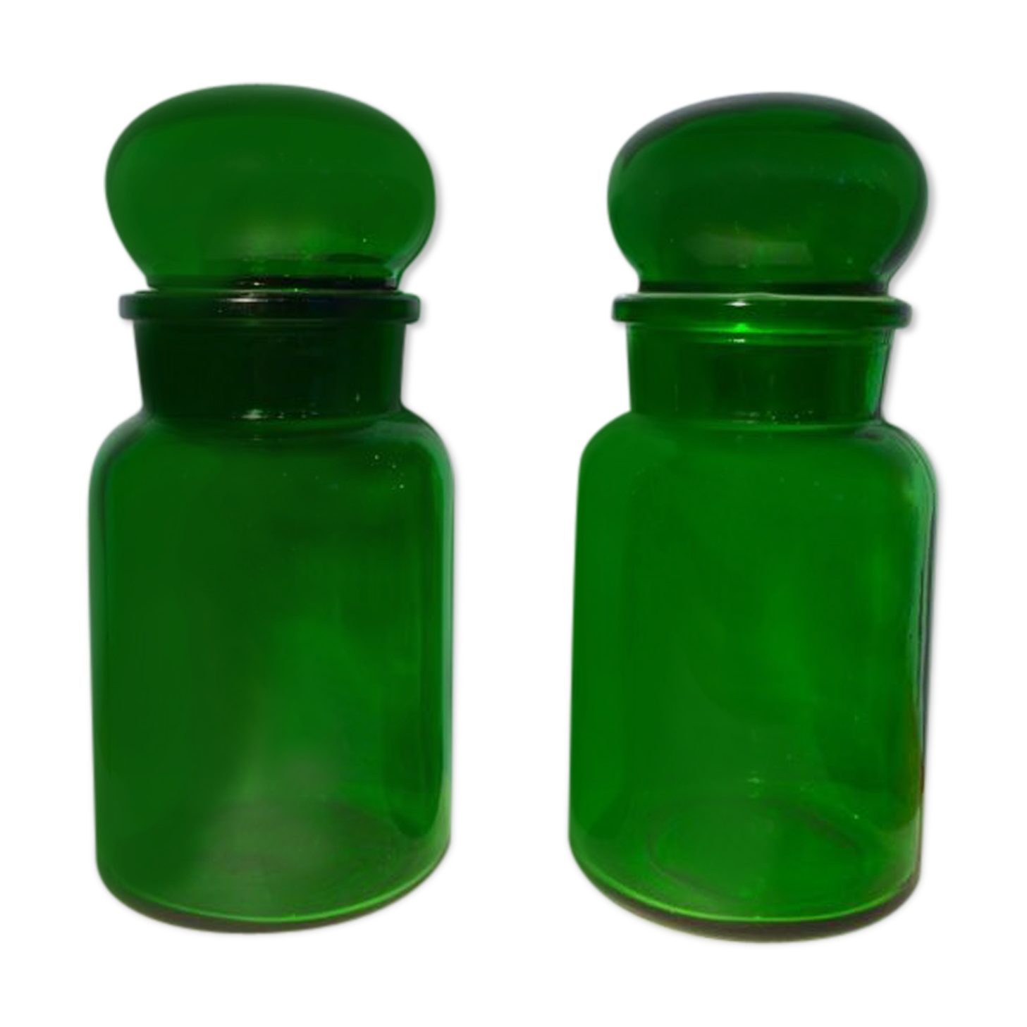 Duo of green jars 70 's