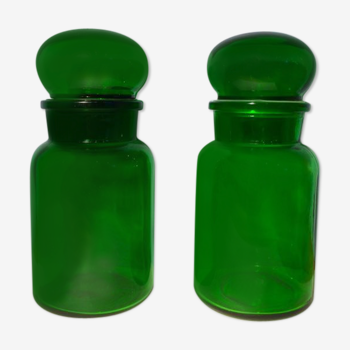 Duo of green jars 70 's