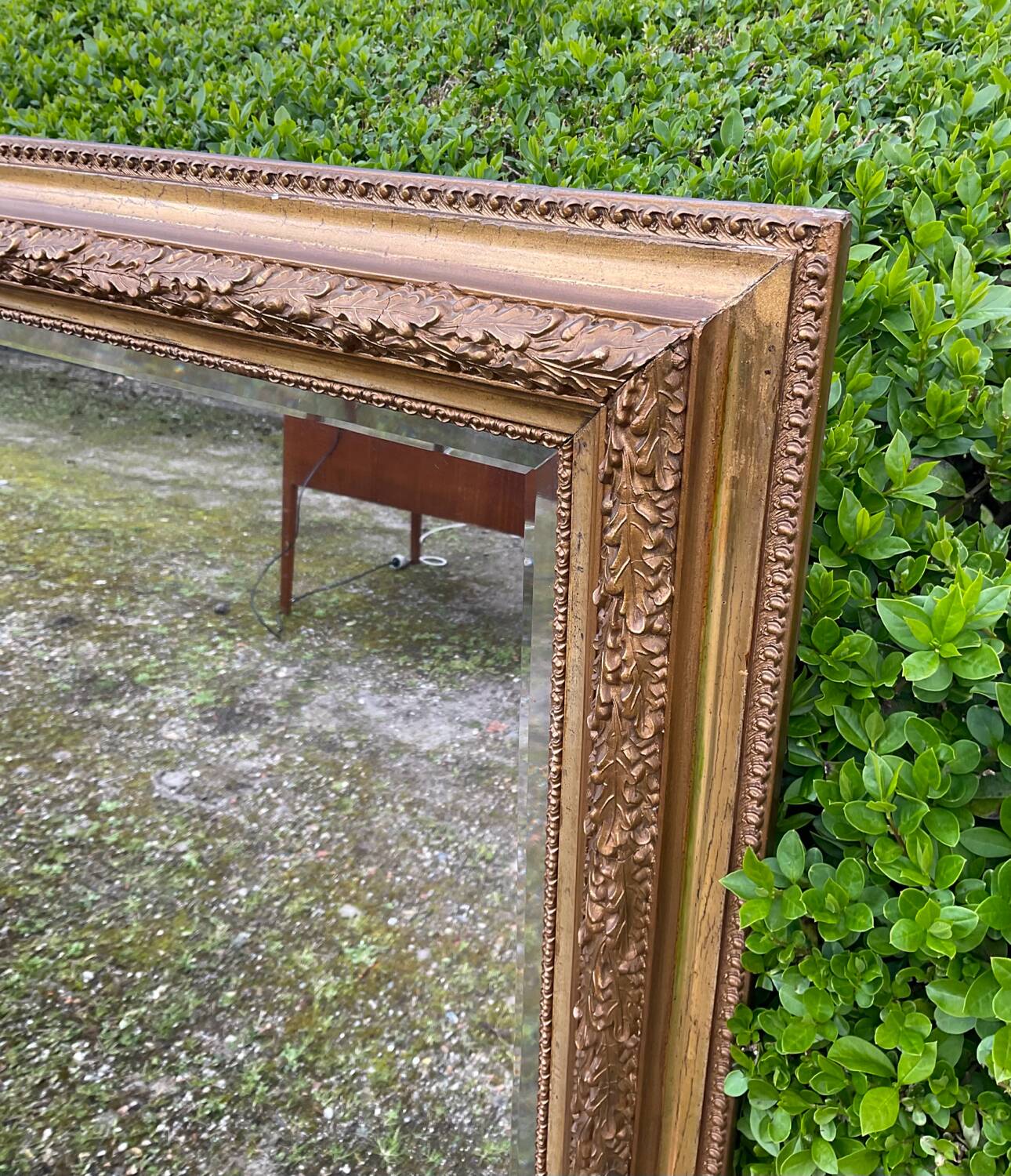 Old plastered and gilded wooden mirror 138x84