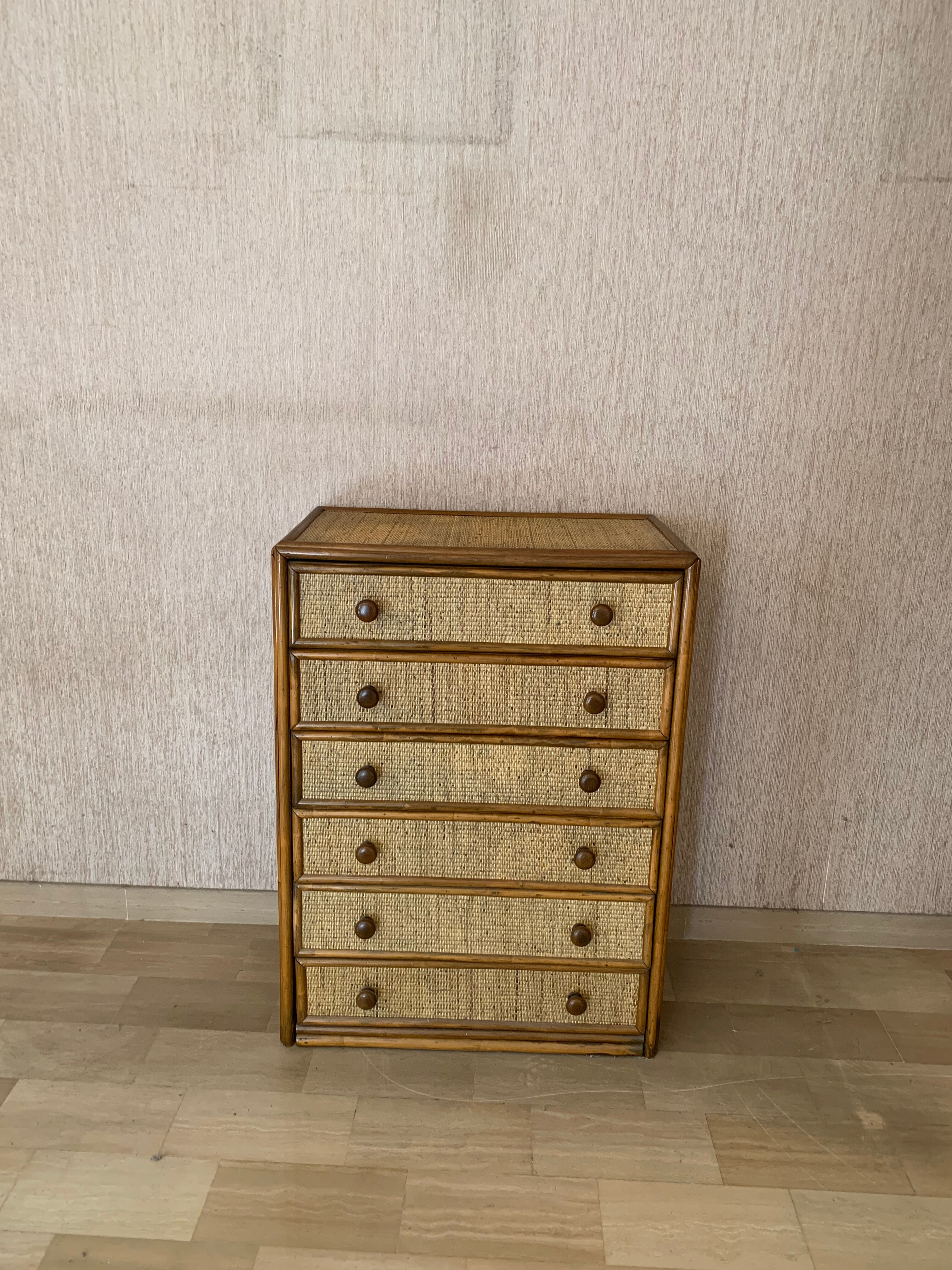 Maugrion, chest of drawers rattan  1960