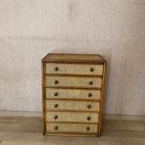 Maugrion, chest of drawers rattan  1960
