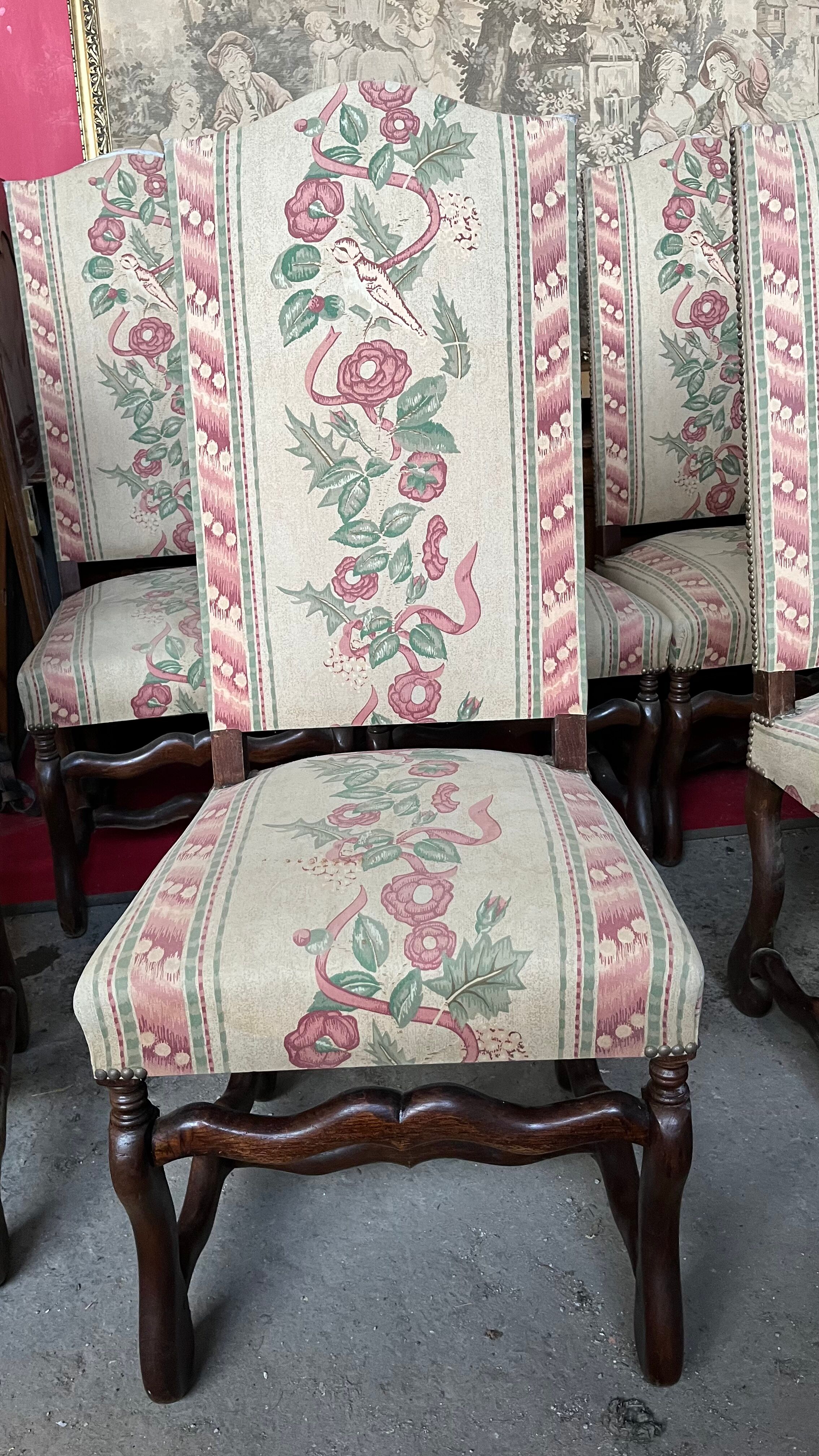 Suite 4 chairs Louis XIII style sheepbone