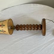 Vintage turned wooden lamp, in the style of Charles Dudouyt.