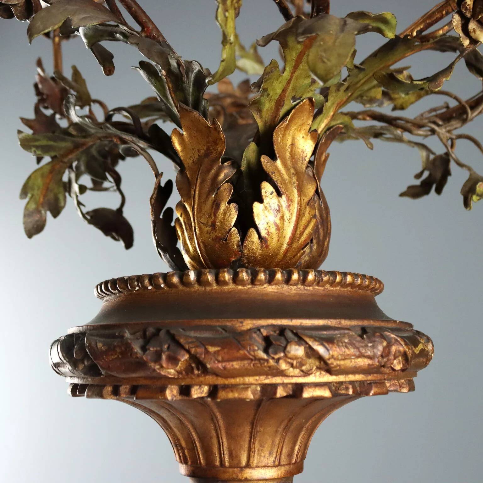 Antique neoclassical candelabrum in wood and iron, Italy, 19th century