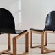 Chaises italiennes minimalistes en bois courbé des années 70, frêne et ébène