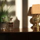 Lampe pied laiton abat-jour rotin