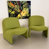 Giancarlo Piretti Alky Lounge Chairs in New Green Fabric, Set of 2