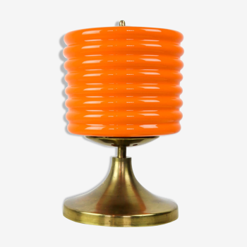 Lampe de table en verre orange du milieu du siècle