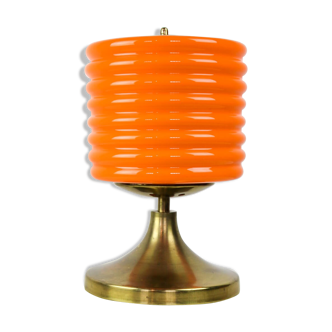 Lampe de table en verre orange du milieu du siècle