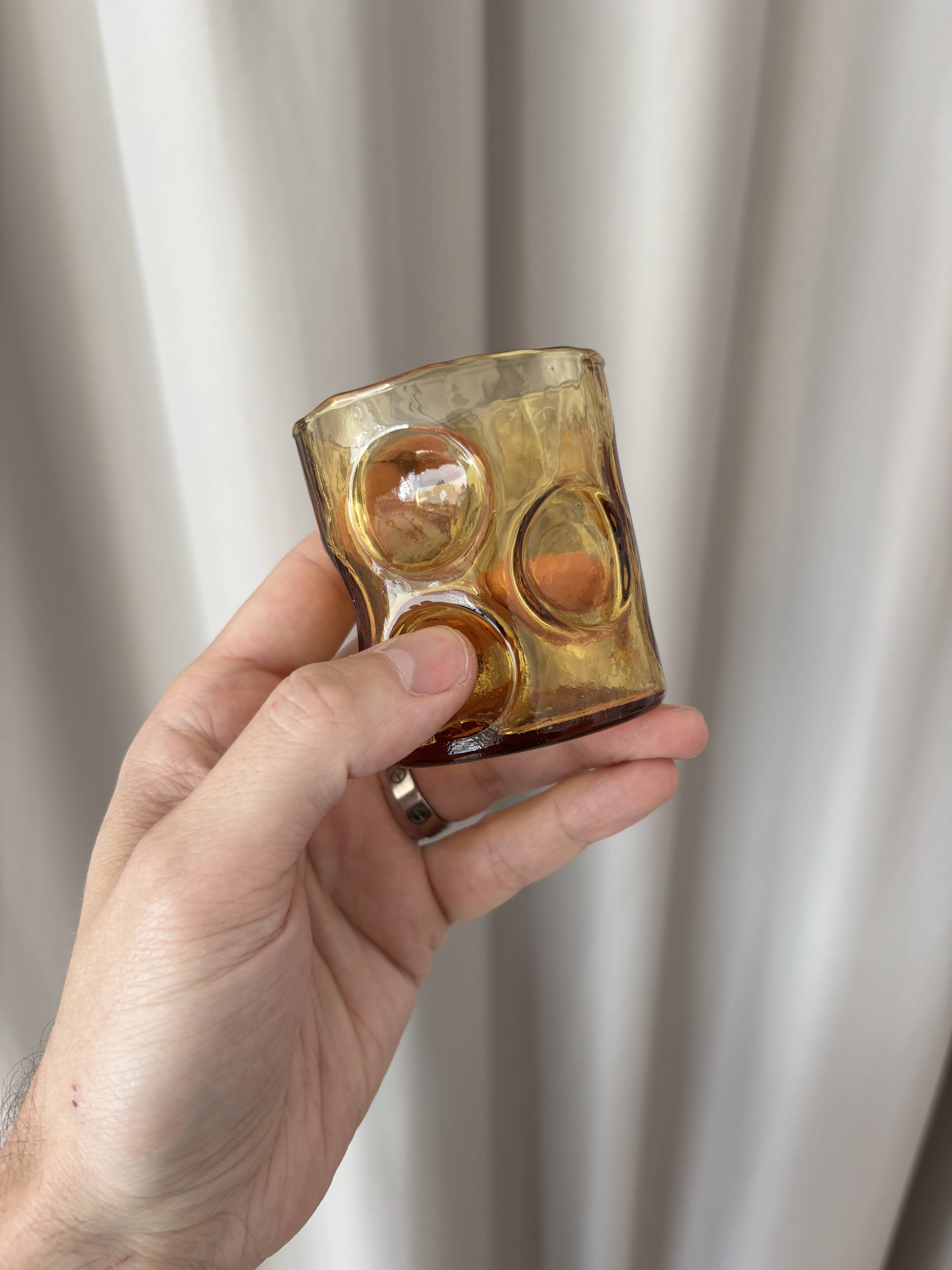 Set of 4 amber liqueur/bourbon glasses Empoli – Italy, 1970s