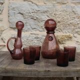 Biot bubble glass orangeade set, 1950s-1960s