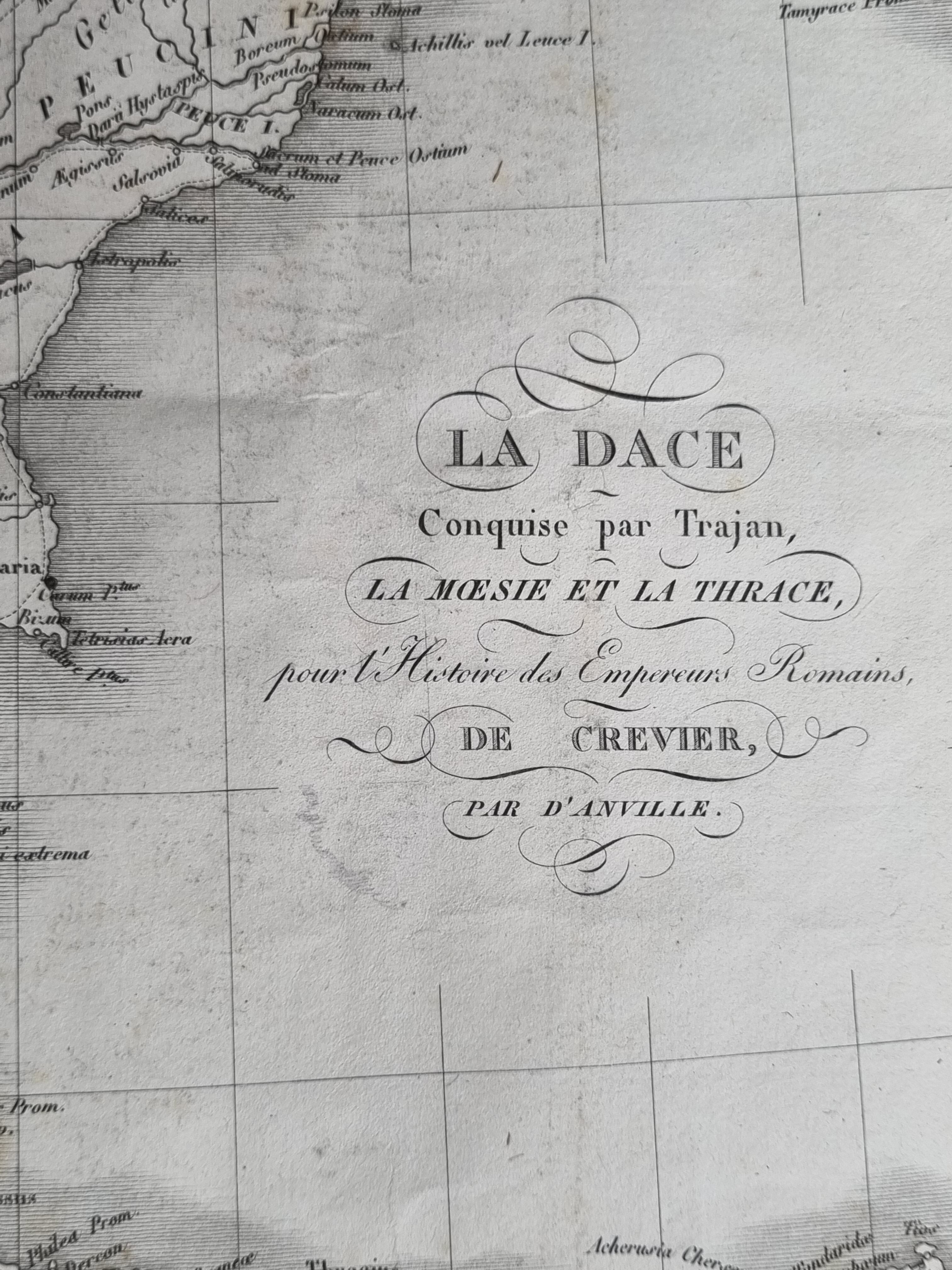 Old map of La Dace extracted from the Atlas of the History of the Emperors of 1819, 48 x 34 cm