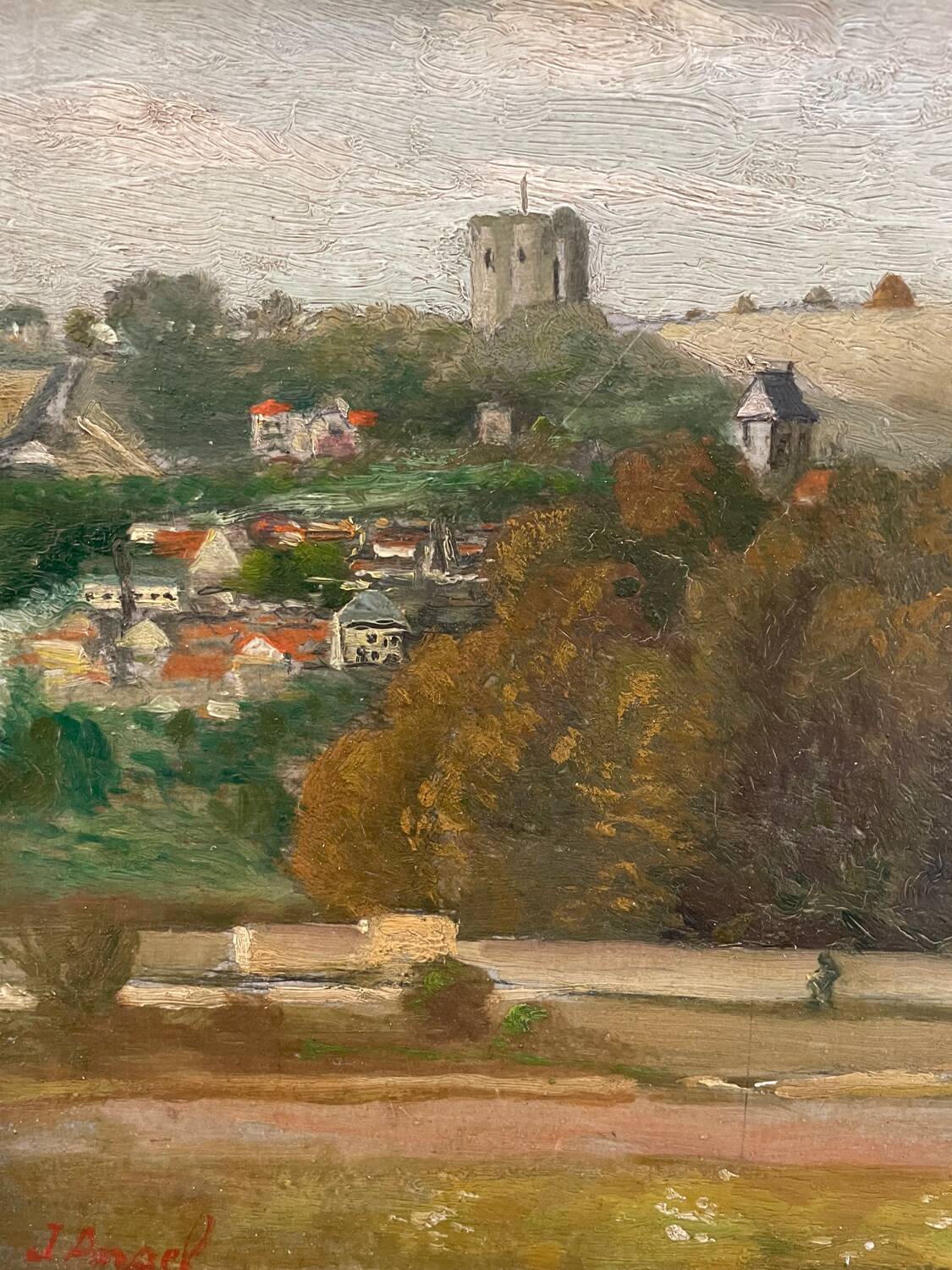 Painting view of Palaiseau J.Ansel 1955
