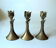 3 beautifull solid brass candle holders with floral motif, vintage from the 1960s