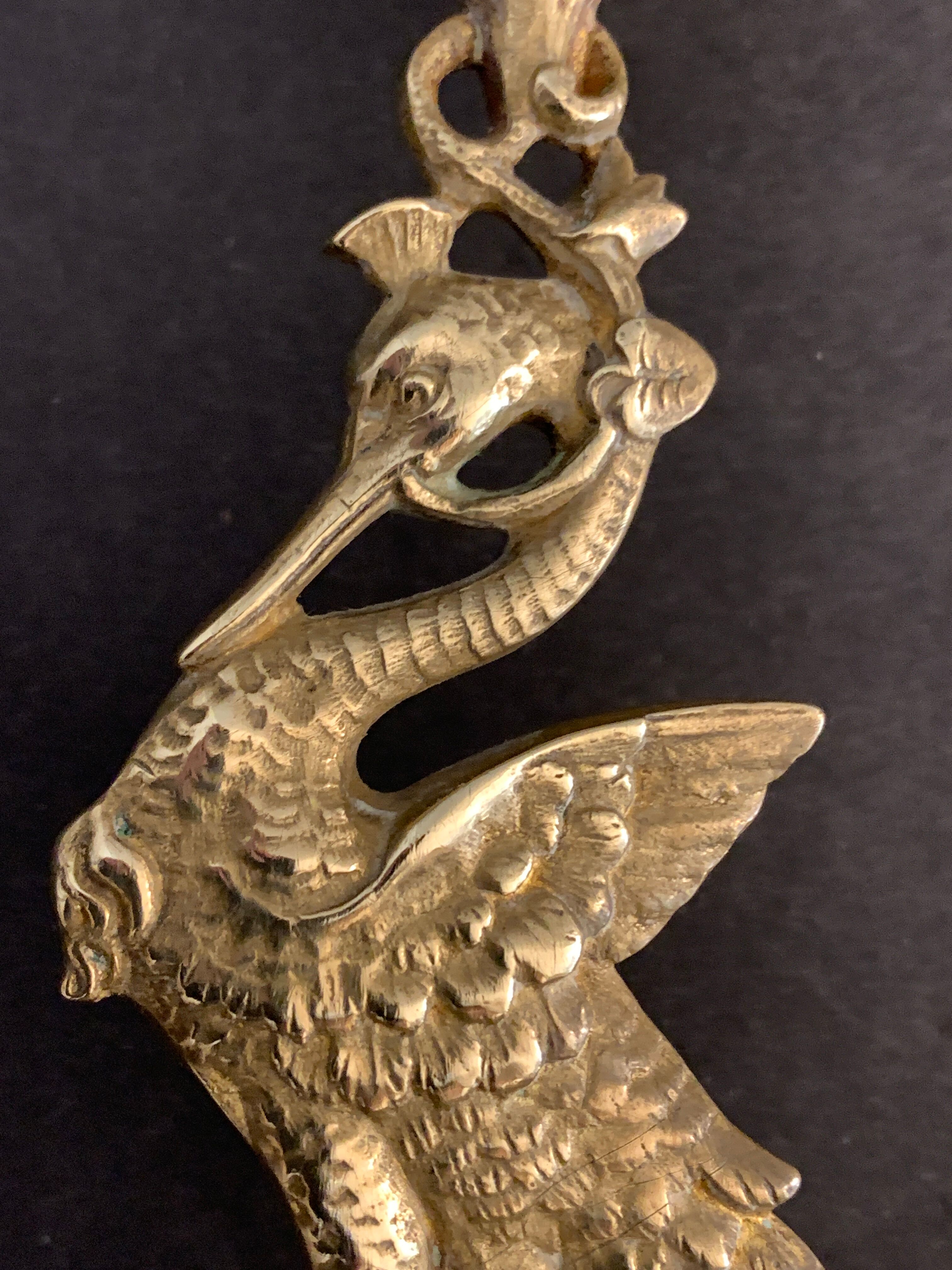 Brass heron heron animal candle holder
