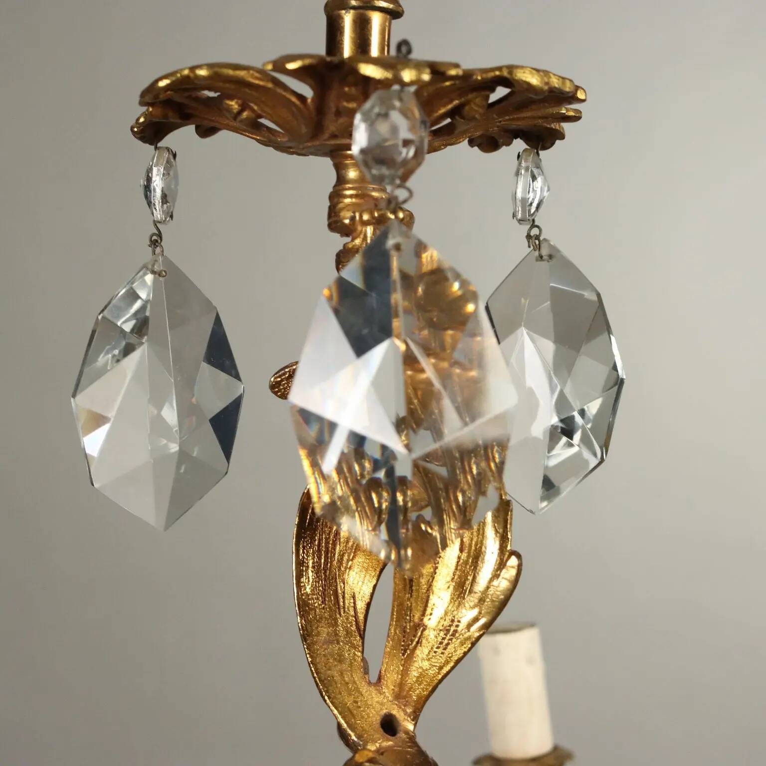 Antique Rococo-style chandelier in gilded bronze, 20th century.