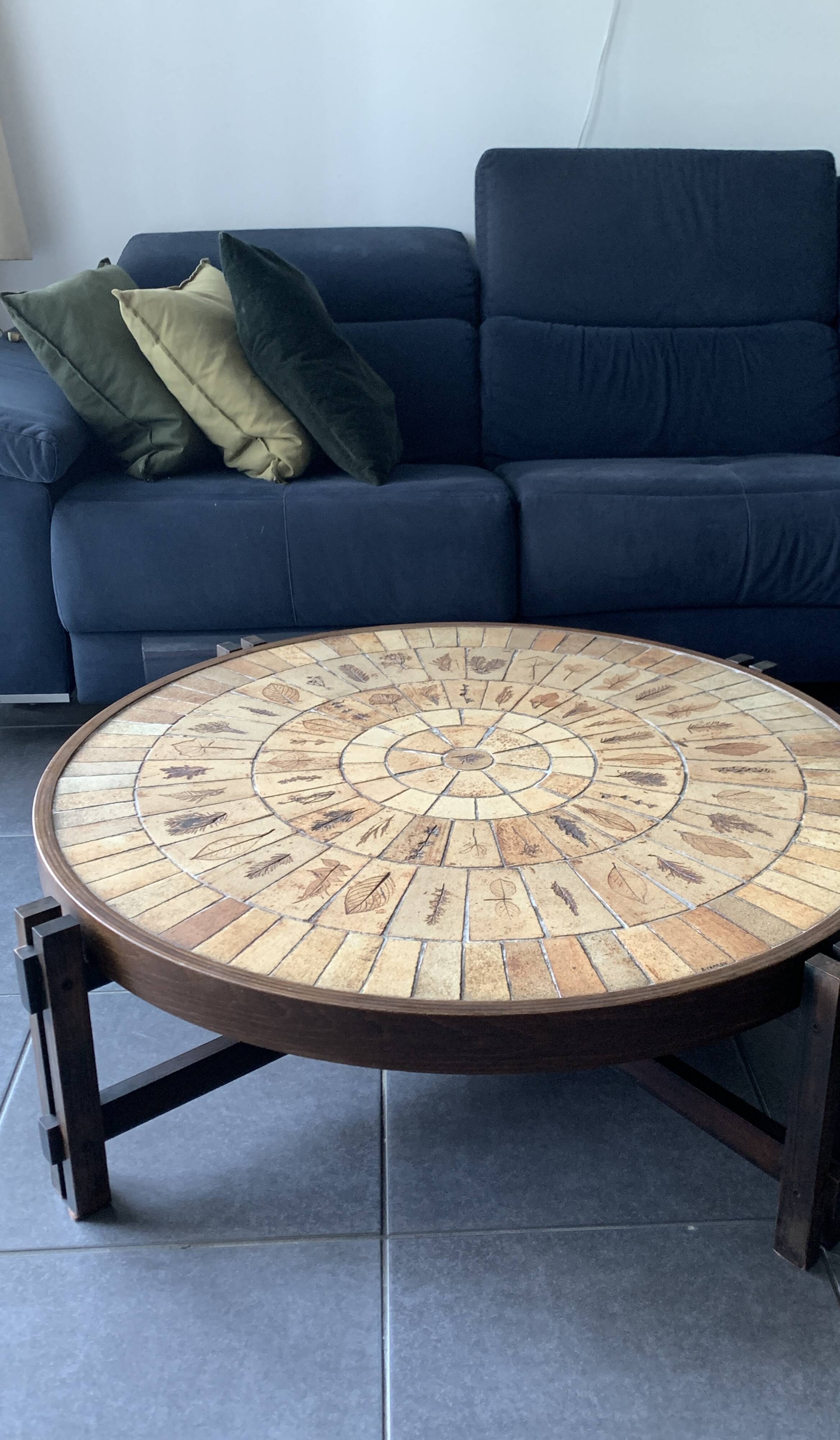 Large Herbier model coffee table in ceramic signed Roger Capron, 1960