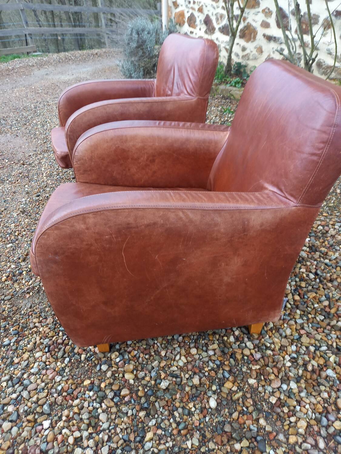 Pair of leather club chairs