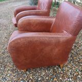 Pair of leather club chairs