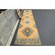 1970s Turkish Oushak Handmade Wool Cotton Orange Runner 98x171