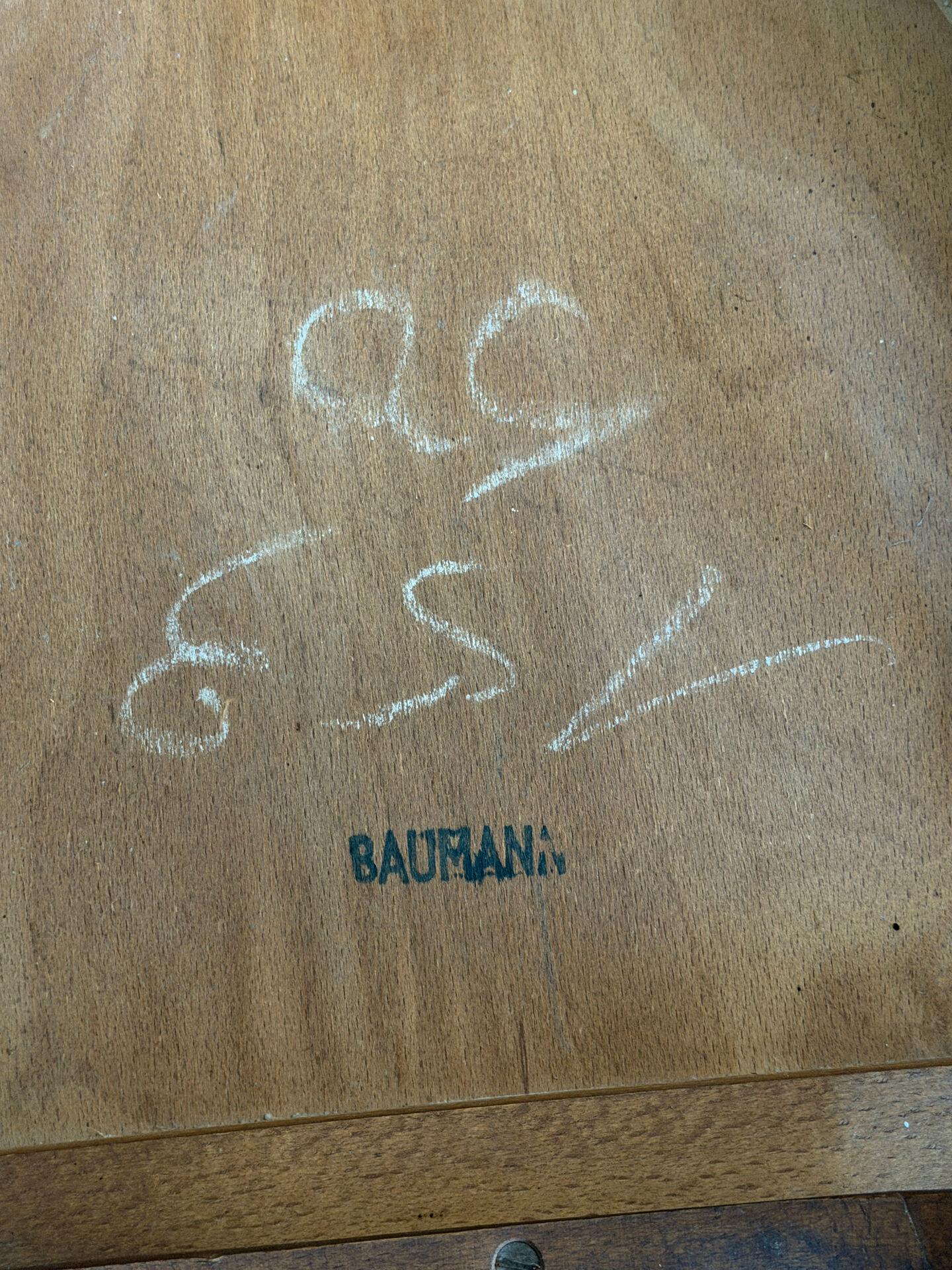Pair of vintage Baumann bistro chairs in wood.
