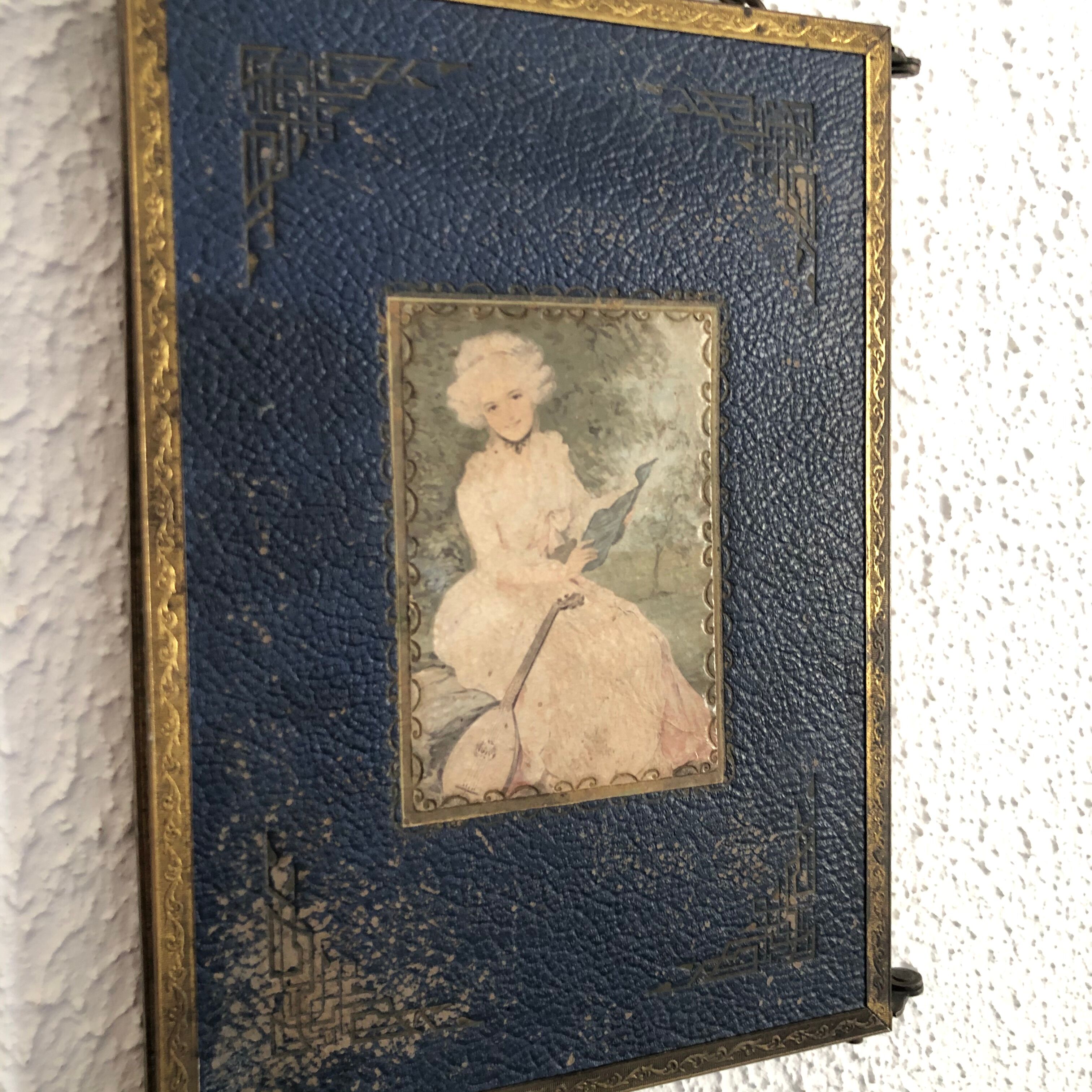 Vintage brass bevelled triptych mirror 1900 - 21 x 49 cm