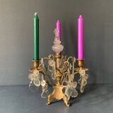 Girandole candle holder with crystal and bronze tassel with 3 lights, 1900