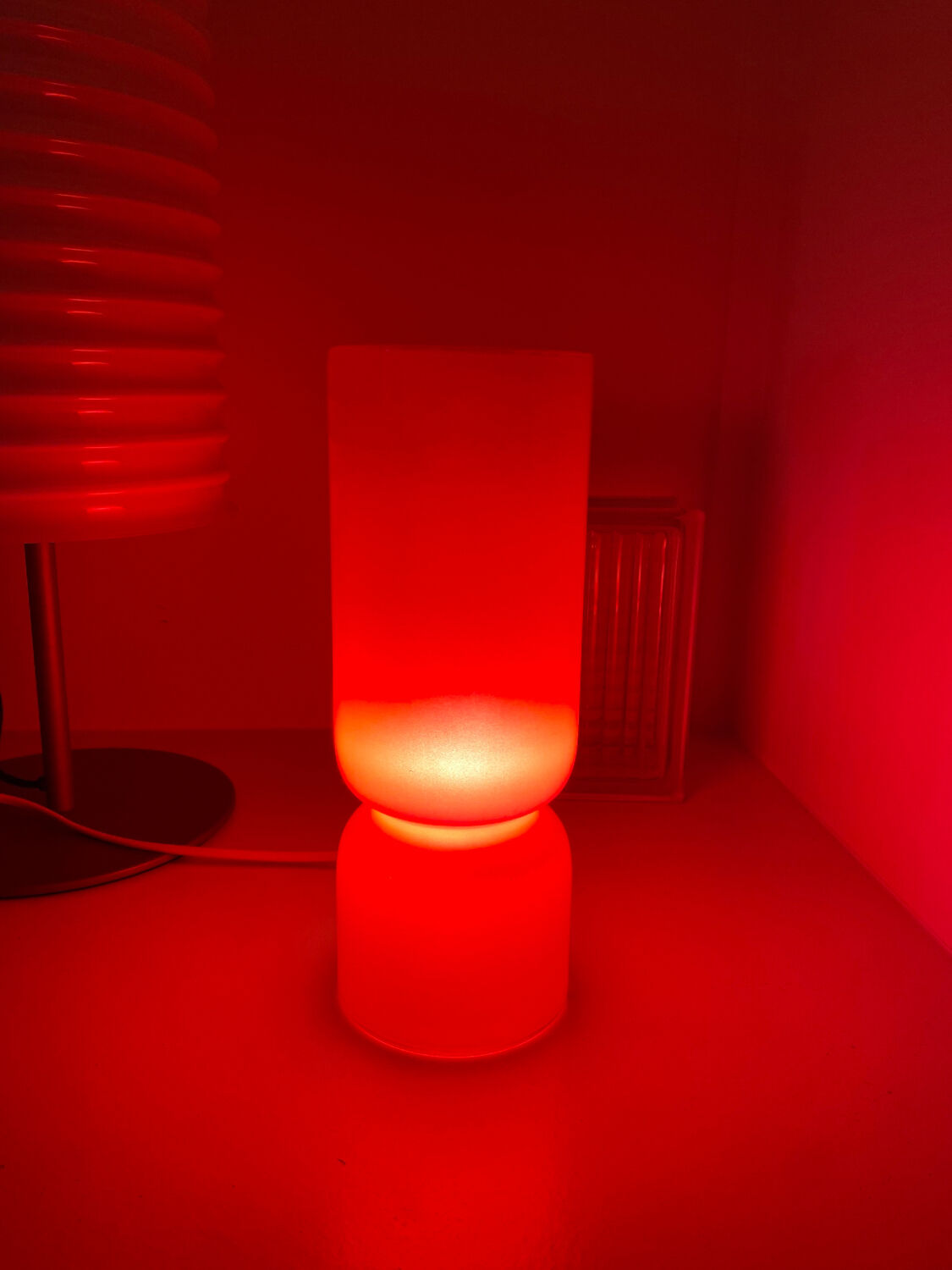 Lamp cylinder tube in vintage red glass