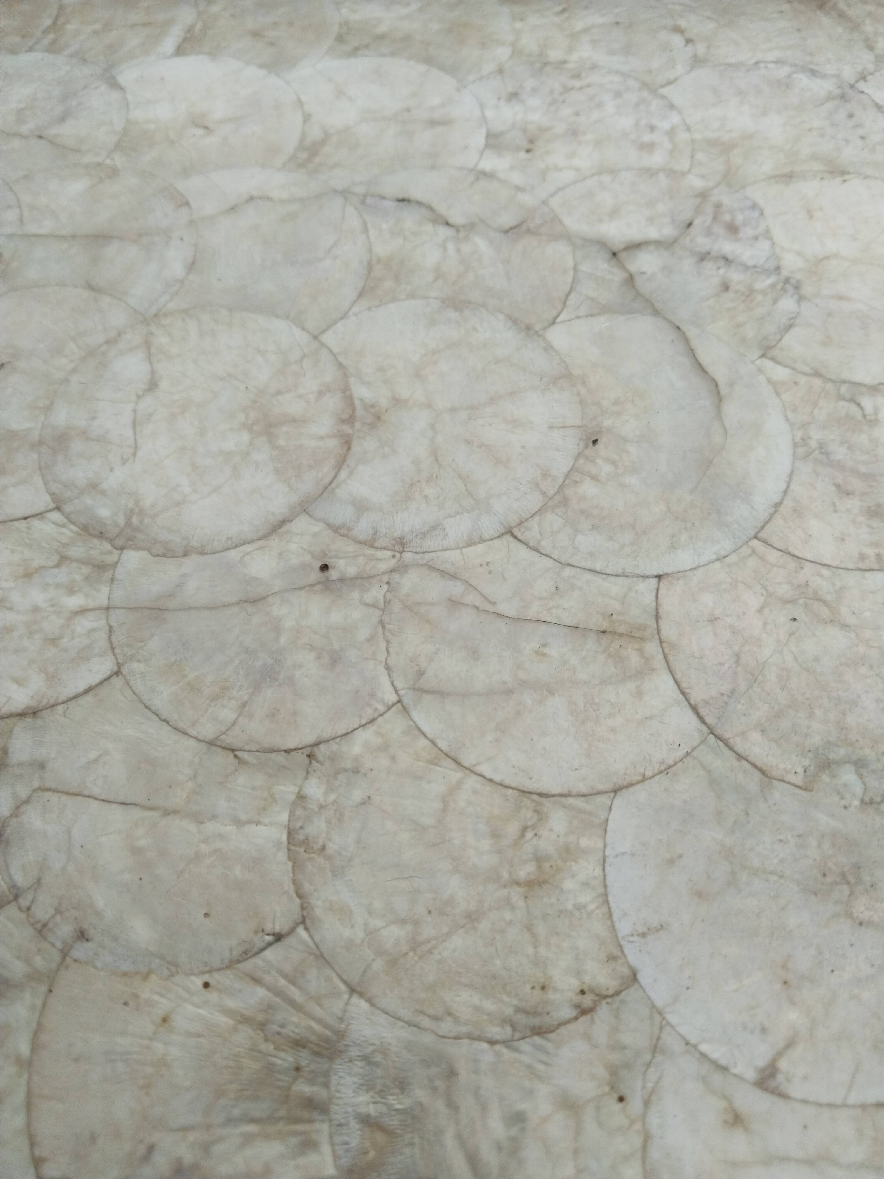 Rattan and mother-of-pearl serving tray, Capiz shell