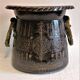 Pot cover. Ancient copper cauldron engraved Indo Persian. Nineteenth century.