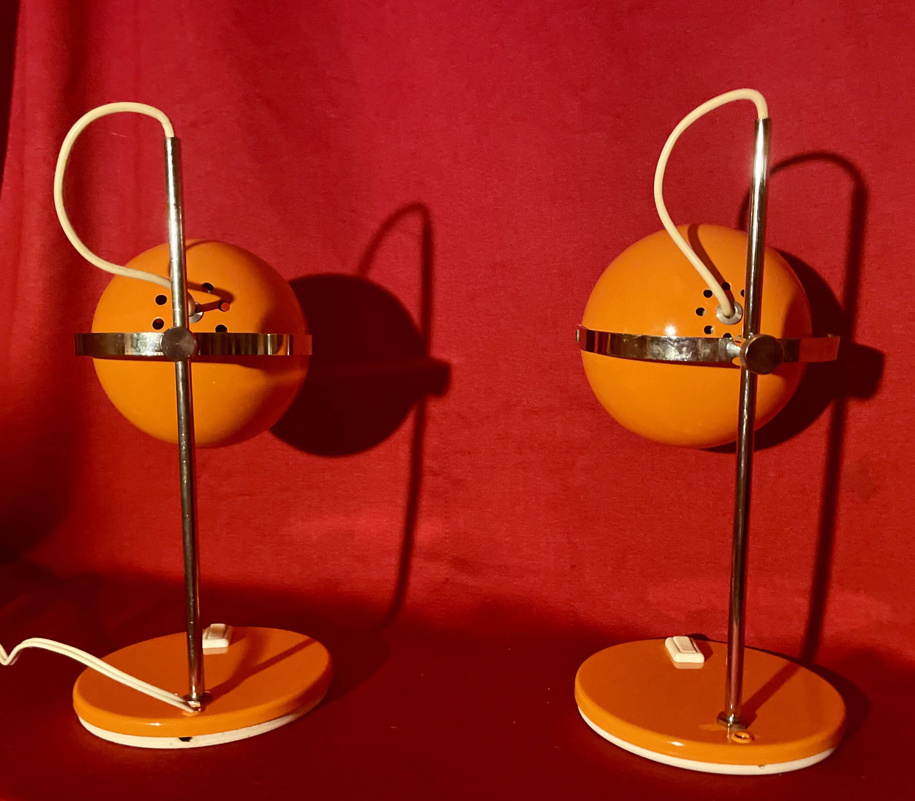 Pair of eye ball lamps, space age, 70s