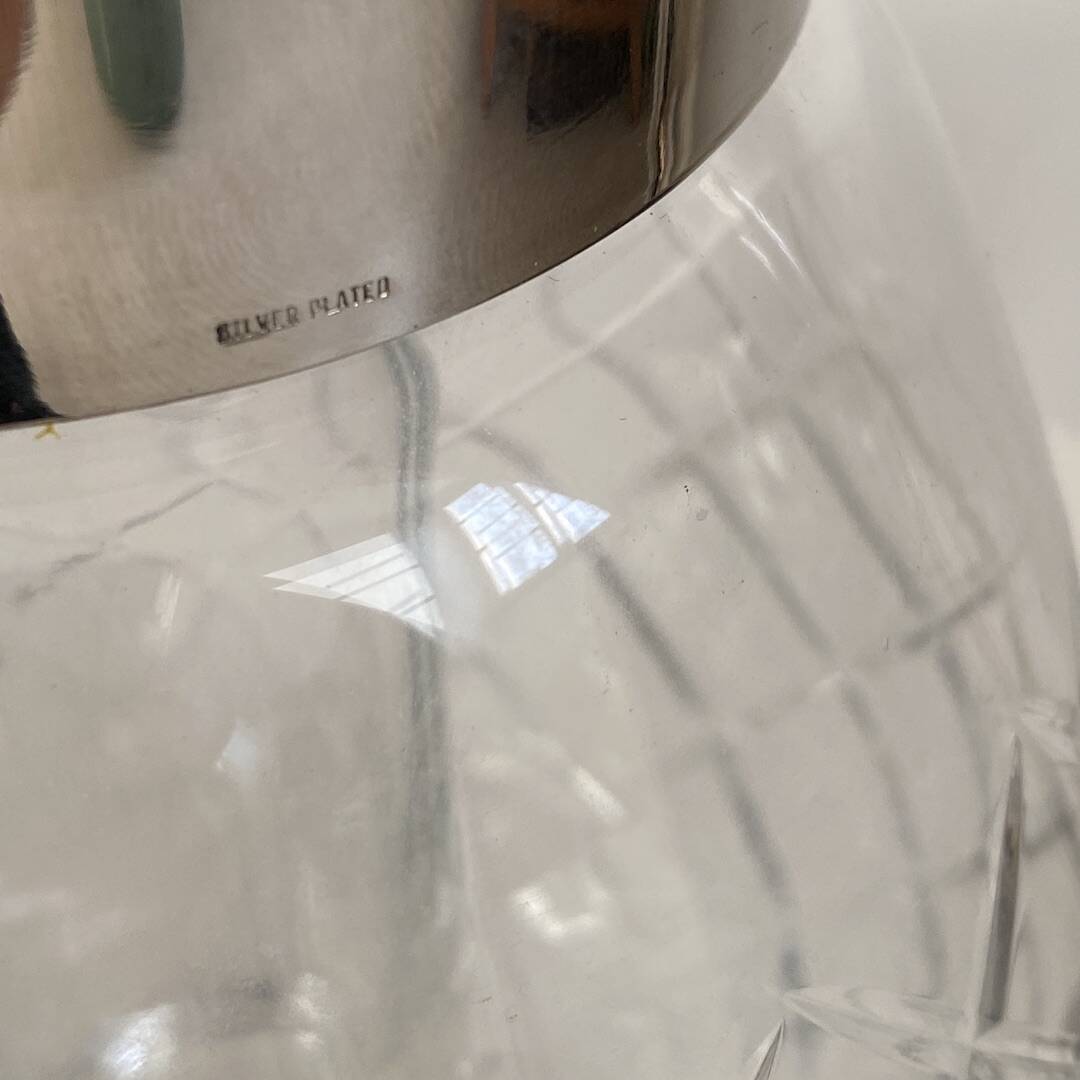 Cut glass and silver-plated metal ice carafe