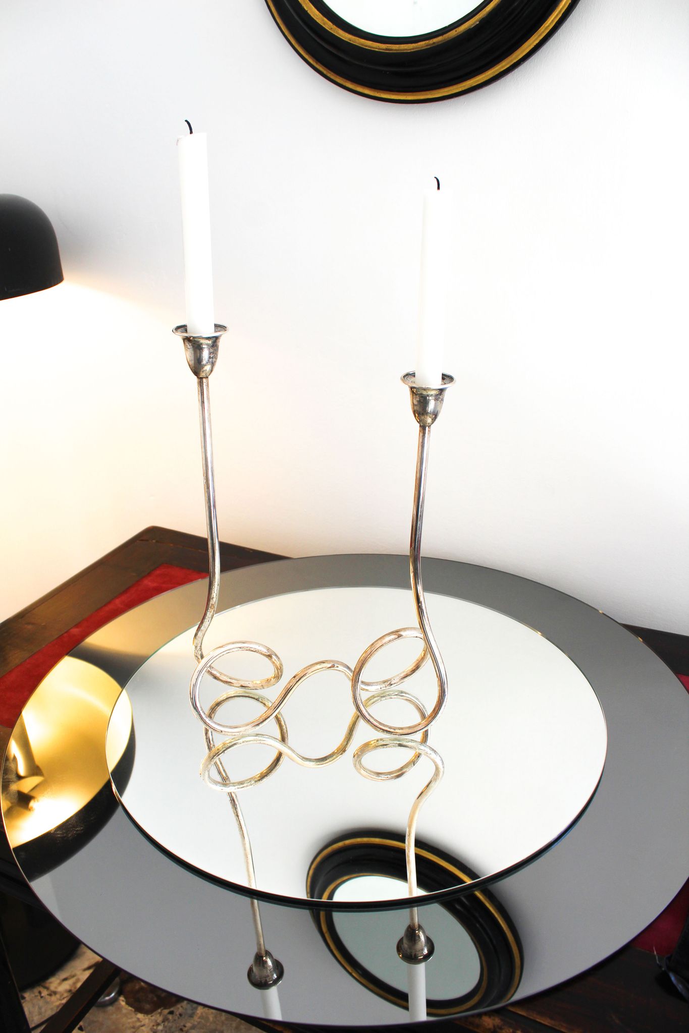 Candlestick in sheffield 2 candles, Italy 70s