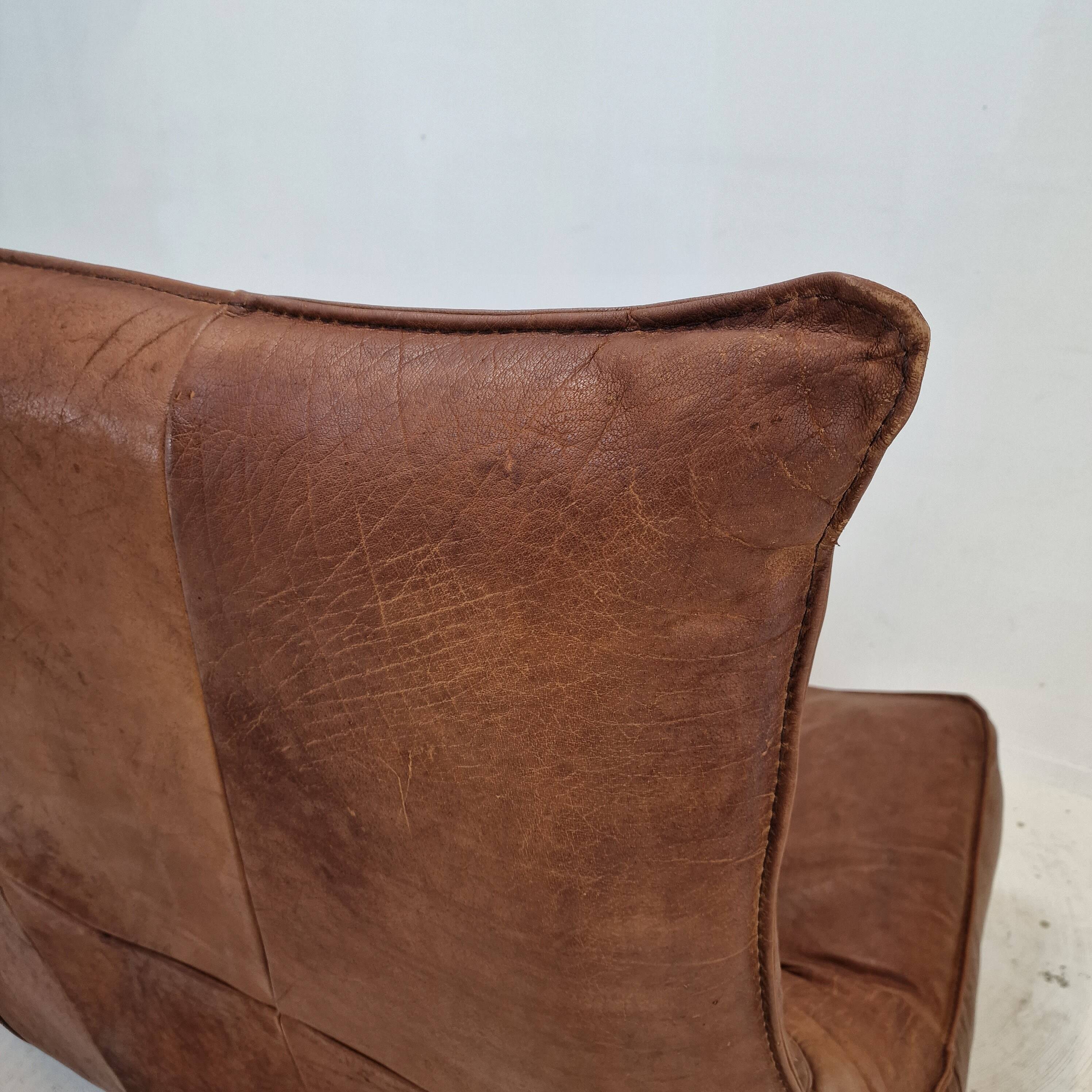 Montis “The Rock” Sofa In Brown Leather By Gerard Van Den Berg, 1970s