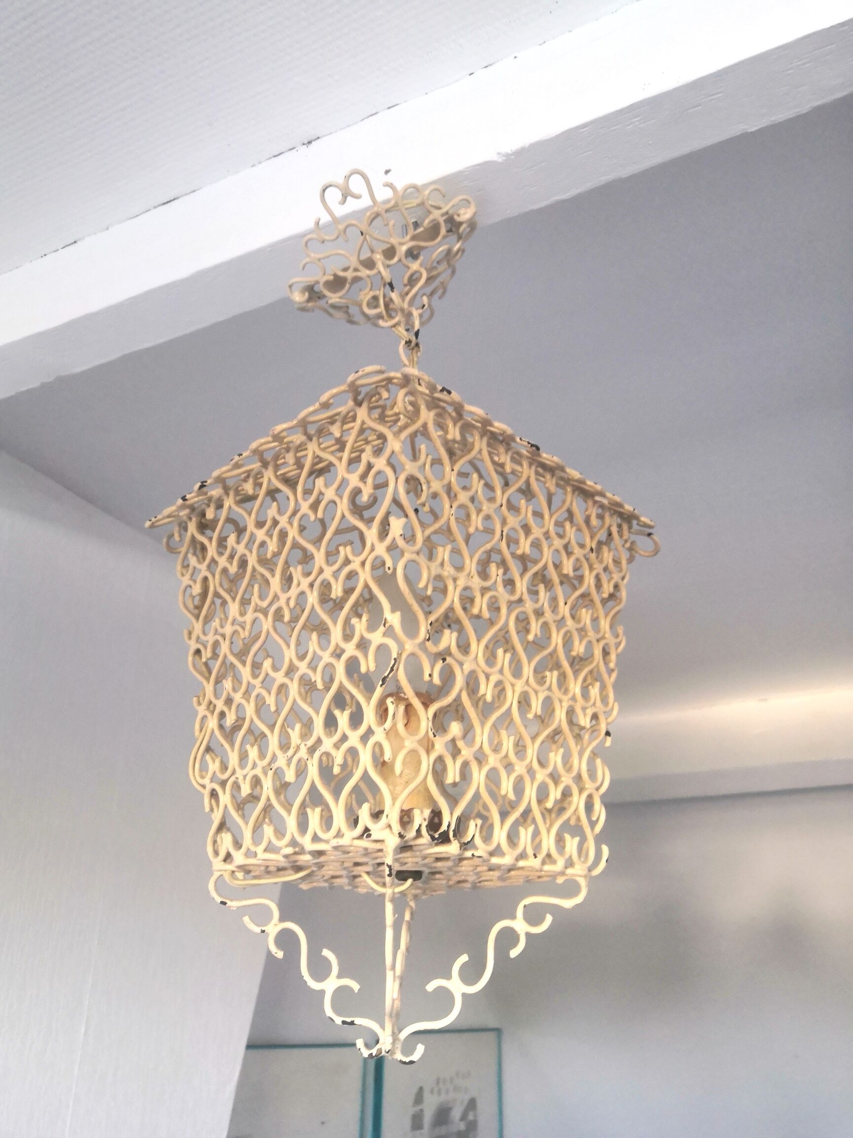 Lantern suspension in metal hooks design 50s - 60s