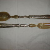 Salad cutlery, solid silver