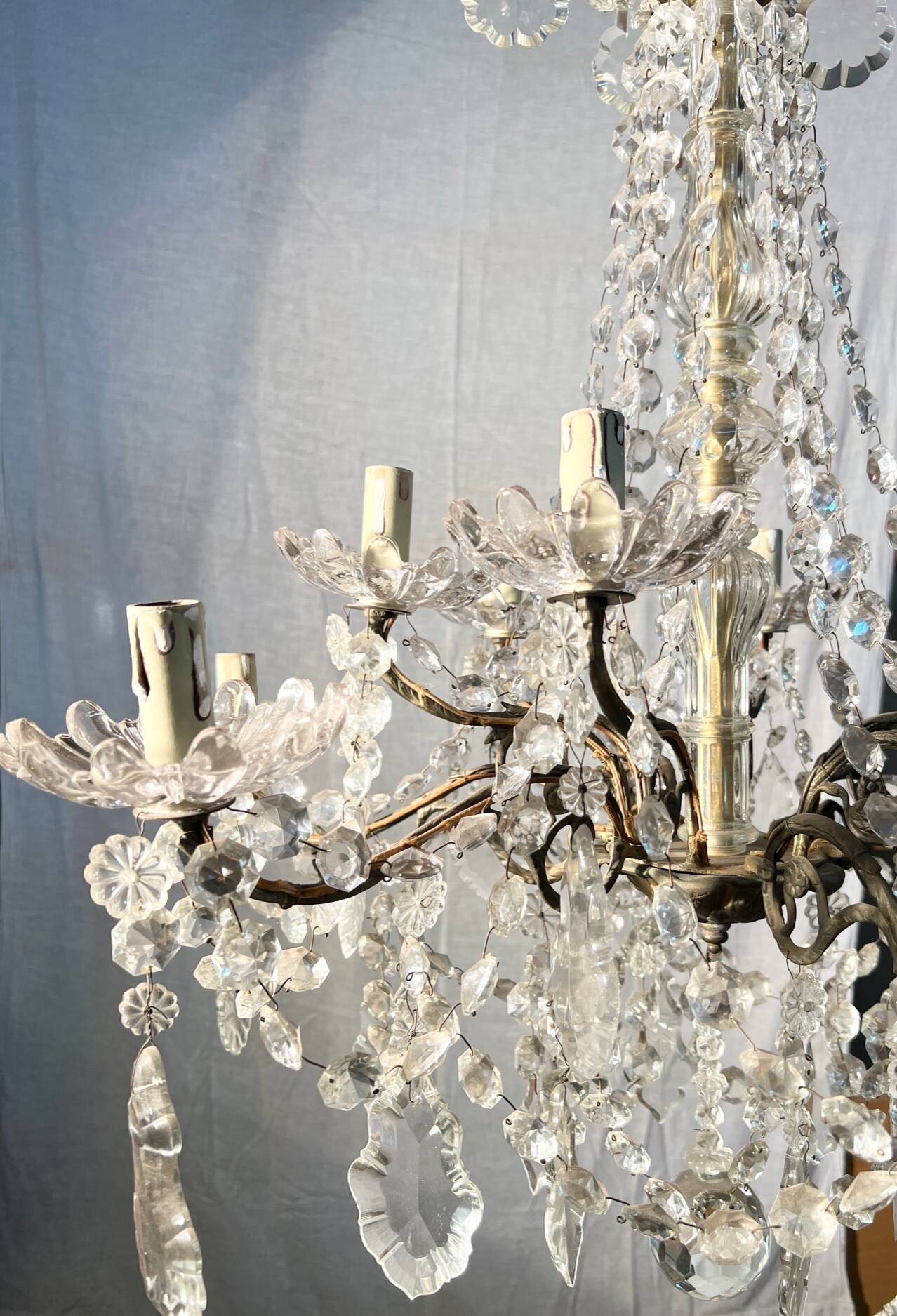12-light crystal chandelier, antique light fixture