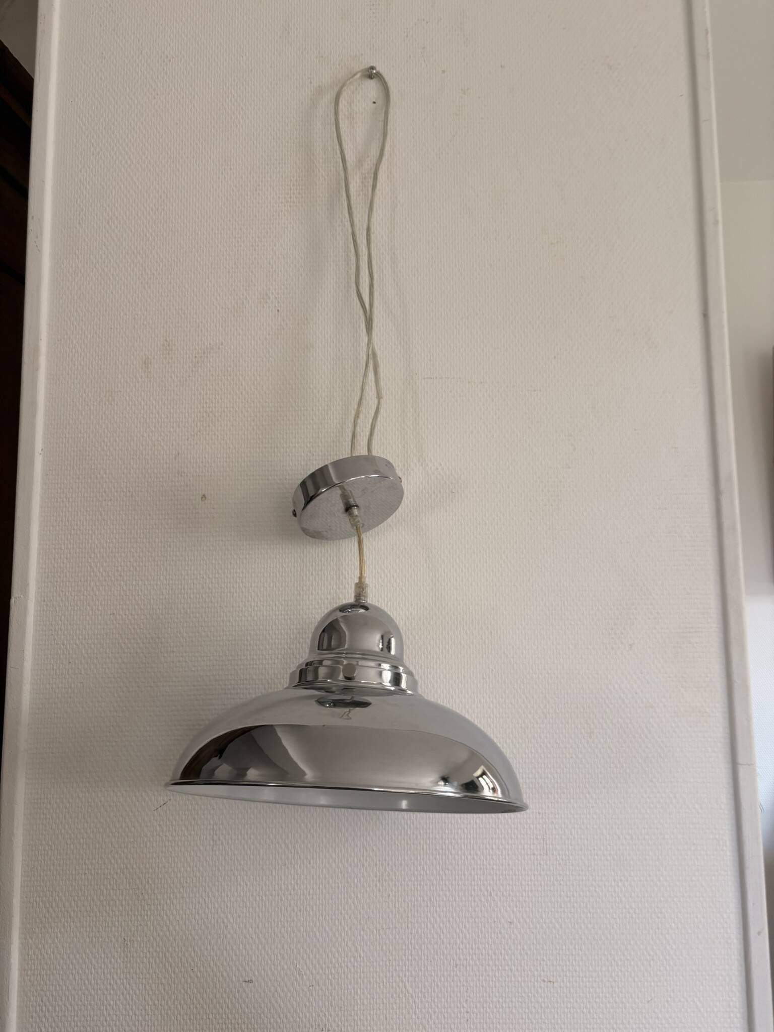 Chrome Metal Suspension Ceiling Light SEYLUMIERE Igor Vintage Industrial