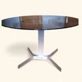 Large Circular Brushed Aluminium Table by Pierre Vandel (1946)