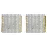 Pair of wall sconces in brass or frosted glass by Doria, Germany, 1960s.