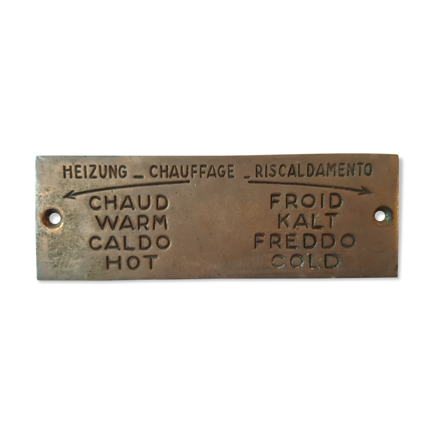 Plaque métallique signalétique chauffage eau chaude eau chaude froide hôtellerie