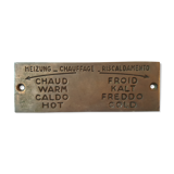 Plaque métallique signalétique chauffage eau chaude eau chaude froide hôtellerie