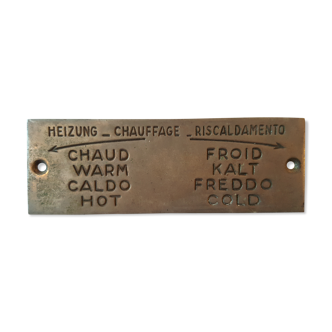 Plaque métallique signalétique chauffage eau chaude eau chaude froide hôtellerie
