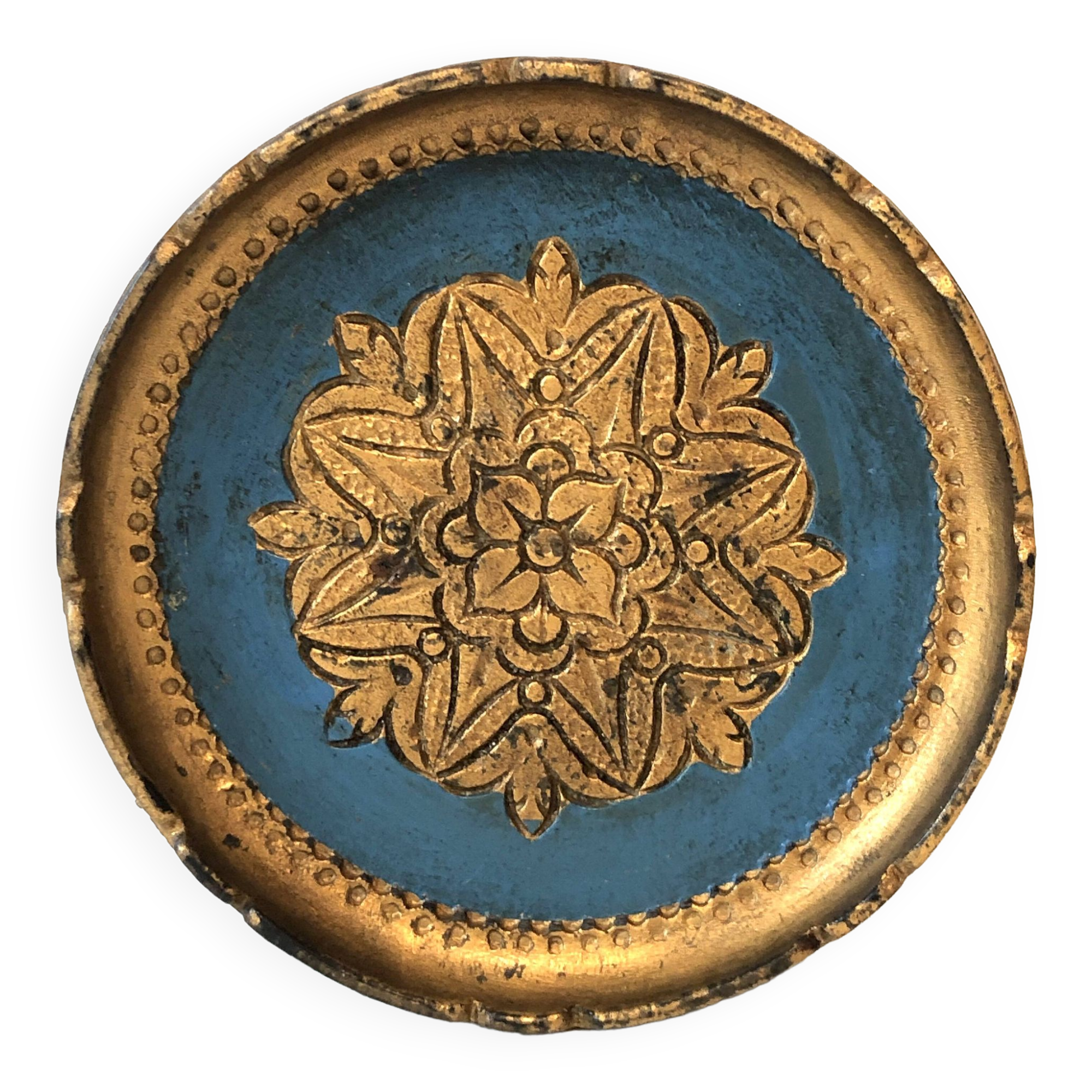 Italian cup golden wood blue