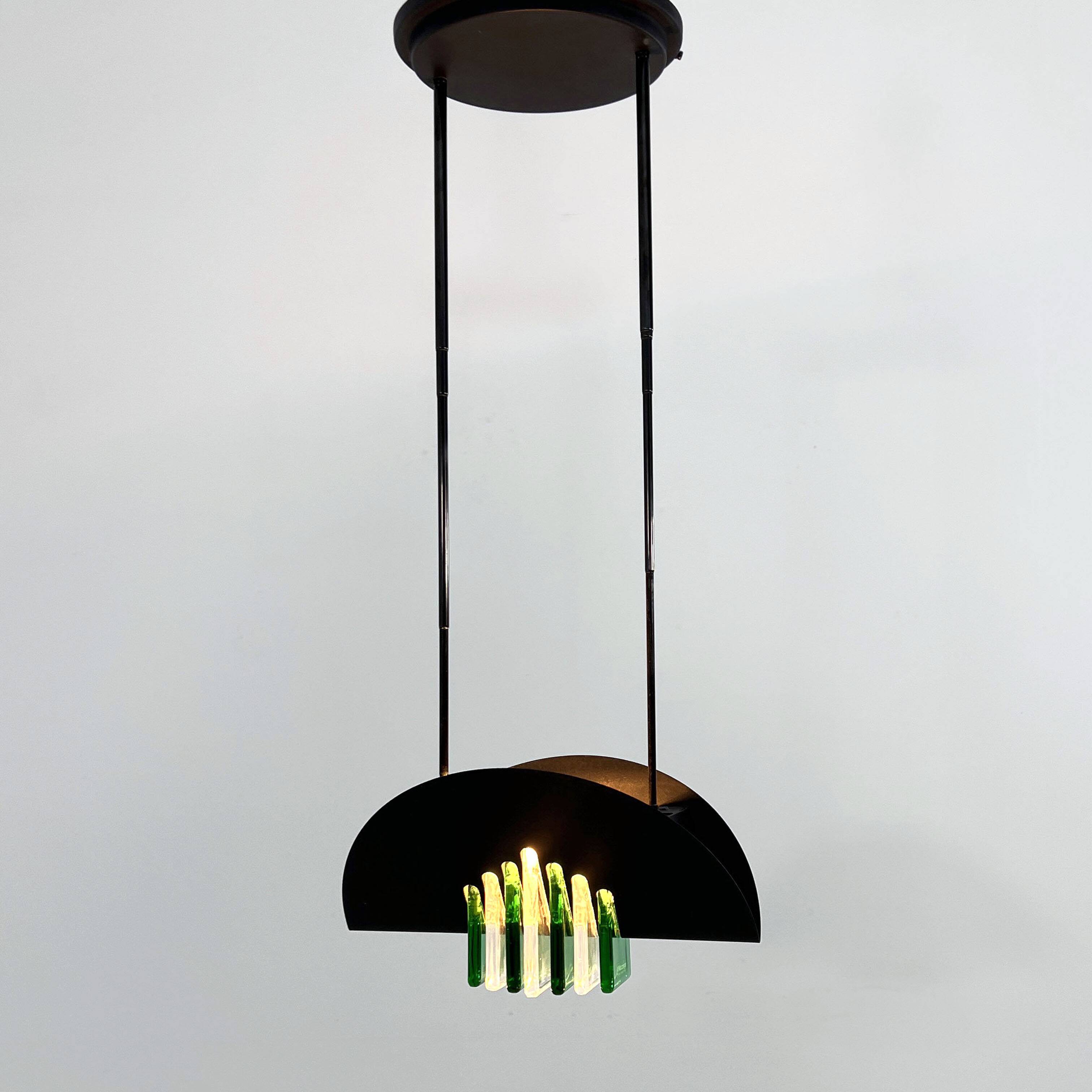 Green and White Murano Glass Pendant Light by Mazzega, 1970