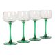 Set of 4 Vintage Luminarc Alsace Wine Glasses Narrow Green Stems