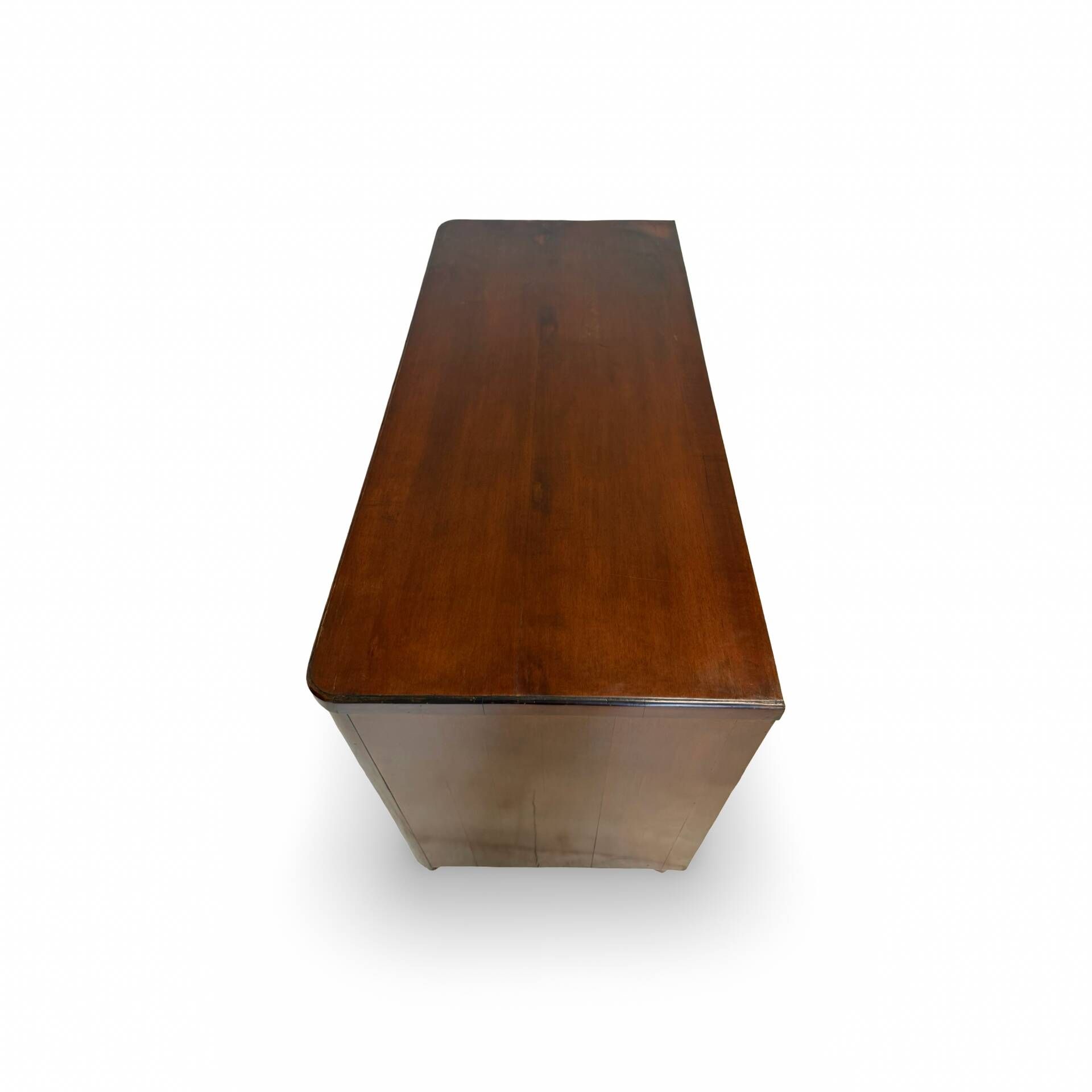 Italian art deco burl walnut chest of drawers, 1850s.