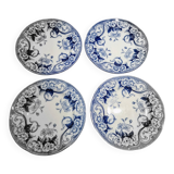 Lot of 4 flat plates Creil Montereau model Flora