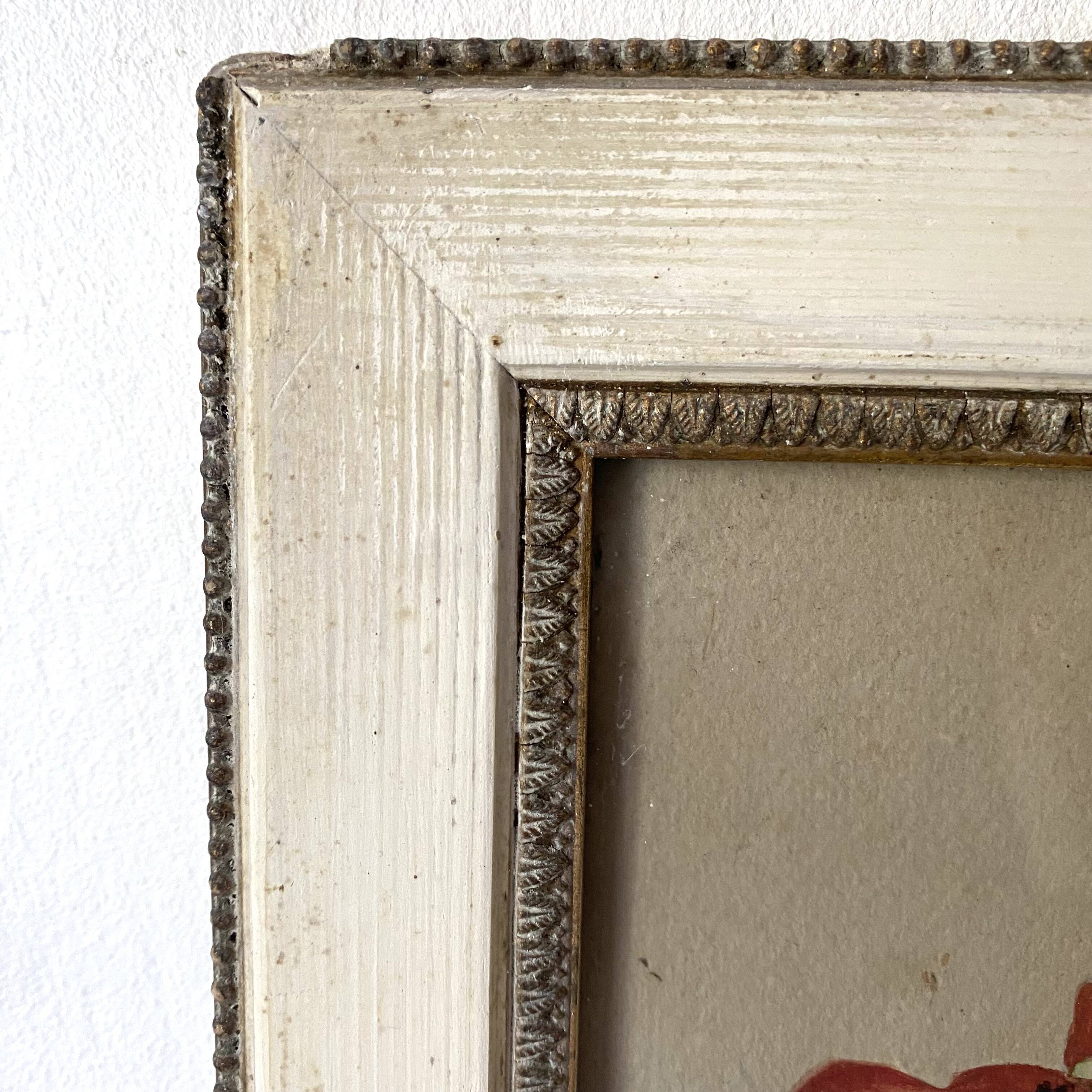 Triptych of old watercolors, flowers, 19th century