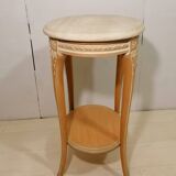 Pedestal table in whitewashed wood and travertine top